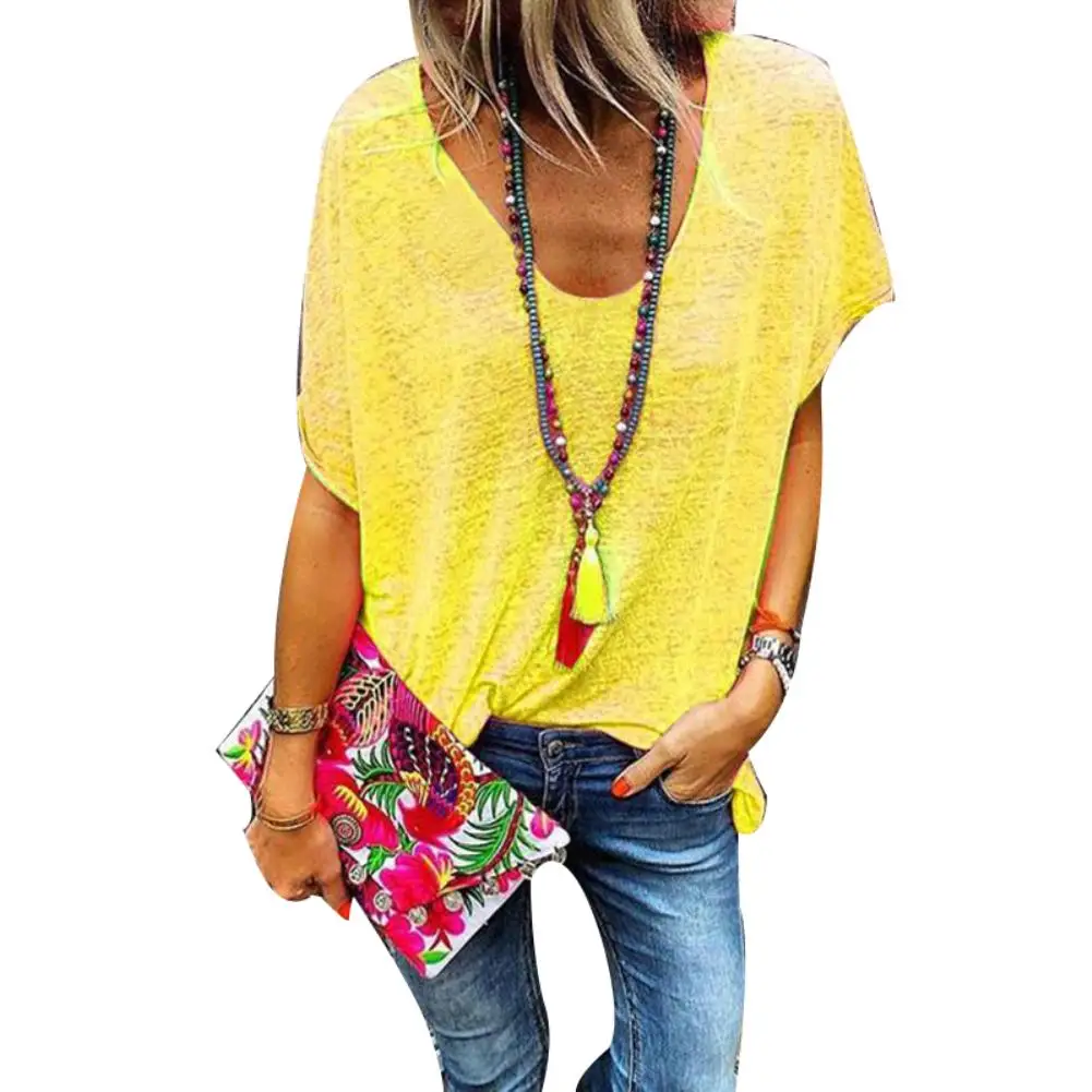 

Женская футболка с V-образным вырезом, с коротким рукавом