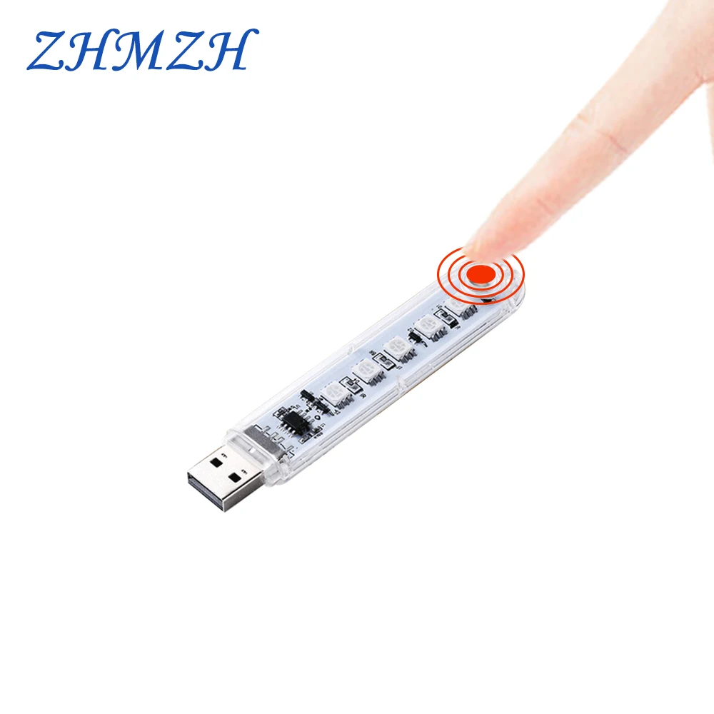 ZHMZH RGB USB Mini LED Night Light Portable 7 Colors Atmosphere Lamps USB Colorful Lights With Button Switch Light Color Control