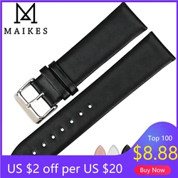 MAIKES New Watch Accessories Thin Watchbands 16 18 19 20 22 mm Genuine Leather Watch Strap For DW daniel wellington Watch Band