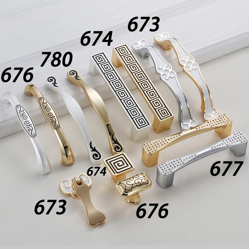 AOBT Chinese Gold Silver Cabinet Handles Kitchen Handle Luxury Drawer Pulls Wardrobe Door Cabinet Knob Furniture Handle Hardware