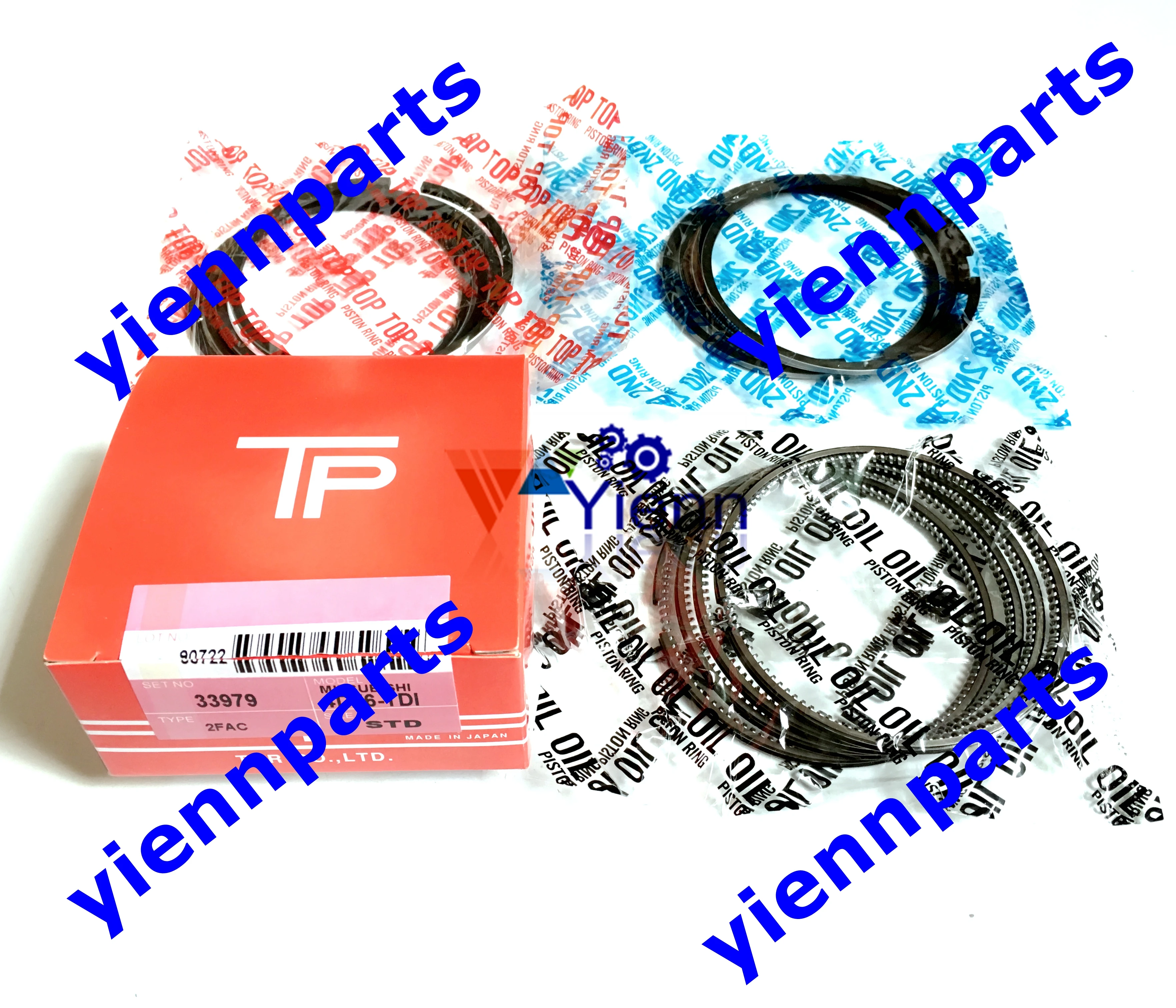 Kit de piston avec clips à broches et jeu de segments, 16 soupapes, pièces de moteur à injection directe, Mitsubishi 4D56T-DI 4D56U 1000A407 L200