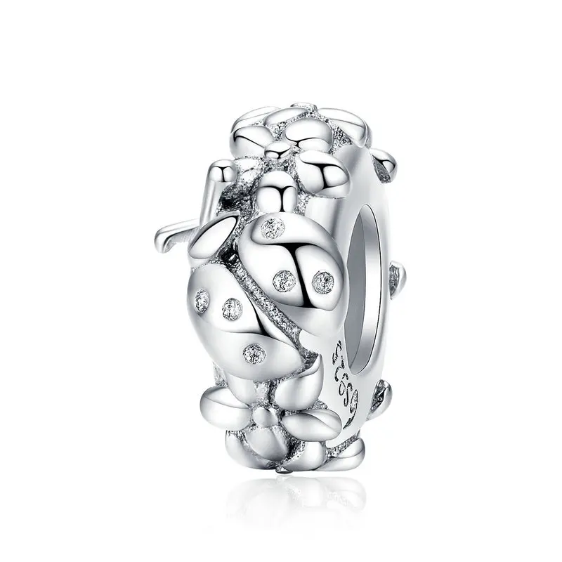 WOSTU 925 Sterling Silber Stopper Spacer Perlen Katze Feder Runde Charm Fit Original Armband Armreif DIY Schmuck Zubehör