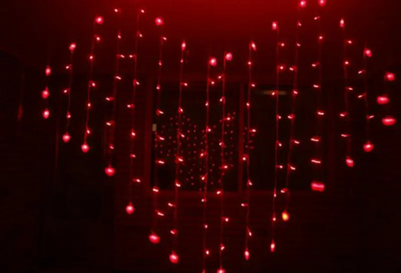 

Heart-shaped LED fairy string icicle curtain Light 2M(W)*1.5M(H) 128Led Valentine Xmas Christmas Wedding Party Window Decor