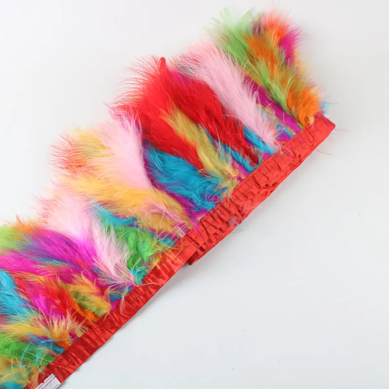 10 Yard Size 10-15CM Lovely Short Fluffy Dyed Multicolored Turkey Marabou Feather Lace Trim For DIY Sewing Clothing Decoration