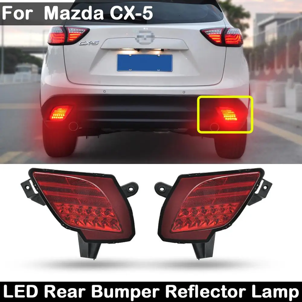 2Pcs For Mazda CX-5 2013 2014 2015 2-in-1 Function LED Rear Bumper Reflector Lamp Red LED Running Light And Red Brake Light