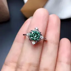 crackling green moissanite gemstone ring for women jewelry engagement ring 925 sterling silver ring birthday New Year gift