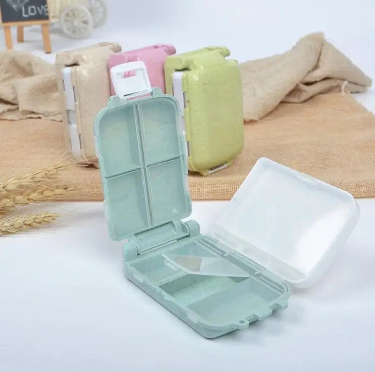 Wheat Straw Portable Travel Pill Box Medicine Pill Storage Case Organizer for Travel SN2033