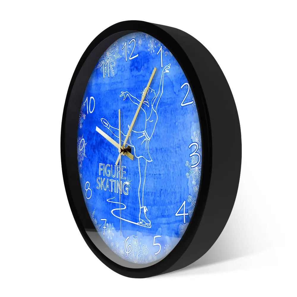 The Lady On Ice Figure Skating Modern Wall Clock Silent Non Ticking Wall Clock Ice Skater Unique Home Decor Sport Wall Art Clock