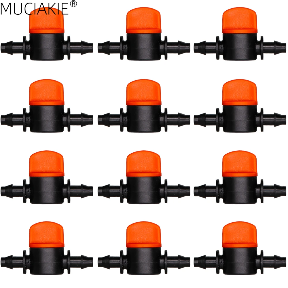 MUCIAKIE 100/200/500PCS 4/7MM Barb Shut Off Miniature 1/4'' Tubing Hose Equal Connector Garden Micro Drip Irrigation Valve Joint