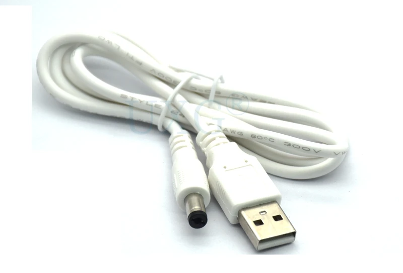 90 Right Angled USB to 5.5 mm/2.1 mm 5 Volt DC Barrel Jack Charger DC 5.5*2.1 Power Cable 1m 3ft Type interface converter