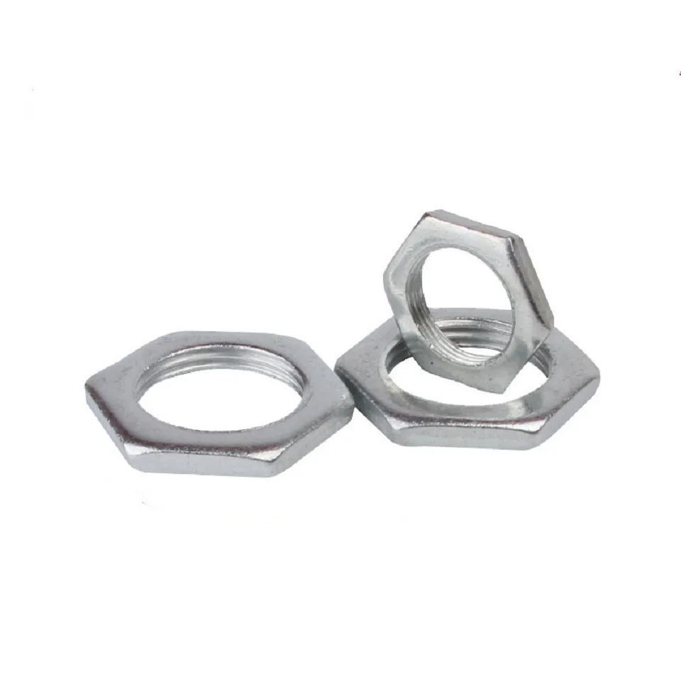 

100PCS M8 M10 M12 M14 M16 M18 M20 M22 M24 GB808 hexagon thin nuts fine thread nut lock sleeve galvanized iron carbon steel