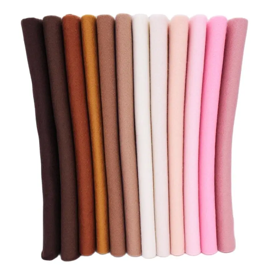 12 Pcs/Lot Bright Gorgeous Brown Korean Pink Soft Felt Fabric For DIY Handwork Sewing Crafts Dolls Needlework /Polyester Cloth