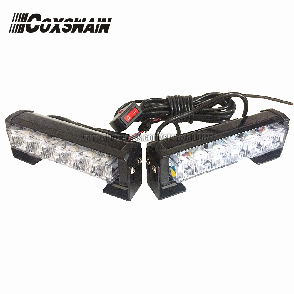 

Dual Color 2X6 LED Car Warning Strobe Flash emergency light EMS Ambulance warning head Light, Day Running Light DRL (CS-6D-2)