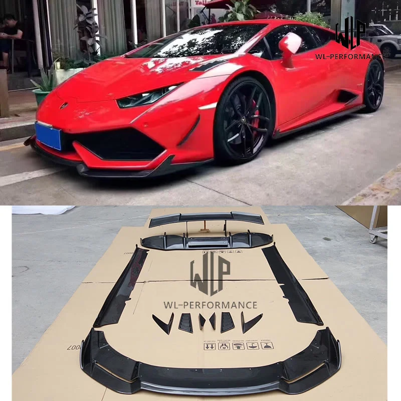 Lp610 Carbon Fiber Front Splitter Side Skirts Side Air Vents Rear Diffuser Rear Spoiler for Lamborghini Huracan Lp-610 Rz Style