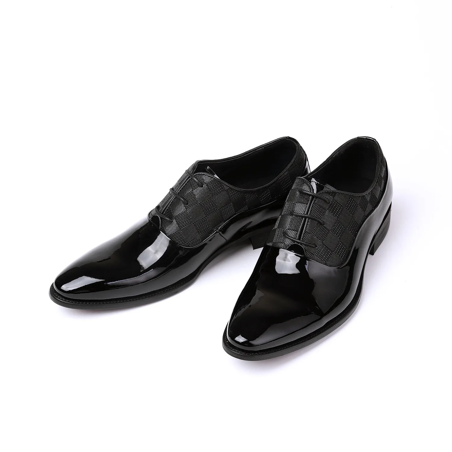 Luxury Patent Leather Wedding Dress Shoes Men Oxfords Pointed Toe Laces Business Office Work Male Shoes Black Size 38-44