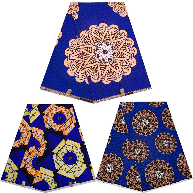 African Print Wax Fabric Sewing Dress Tissu Sofa Cover Patchwork Loincloth Table Cloth DIY Royal Blue Designer Pagne By The Yard