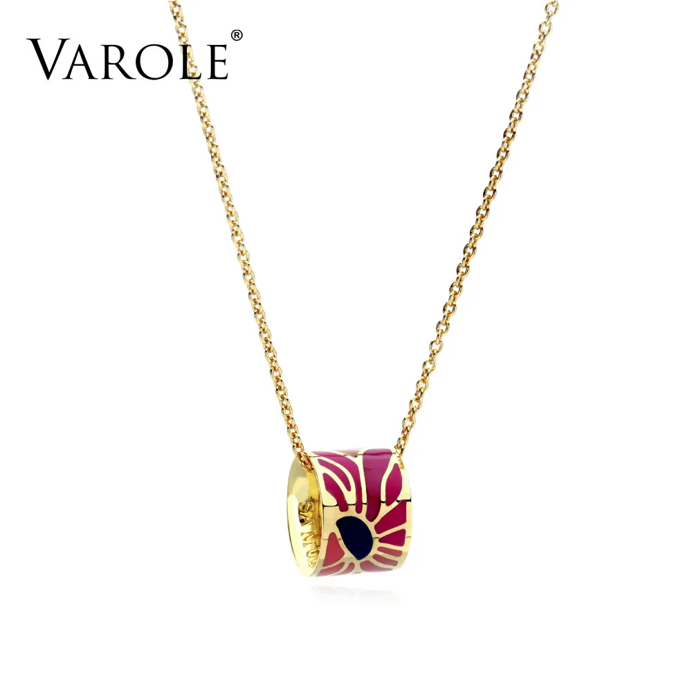 

VAROLE New Arrival Dubai Gold Plated Necklace for Women Red Elegant Classic Enamel Necklaces Pendants Chocker