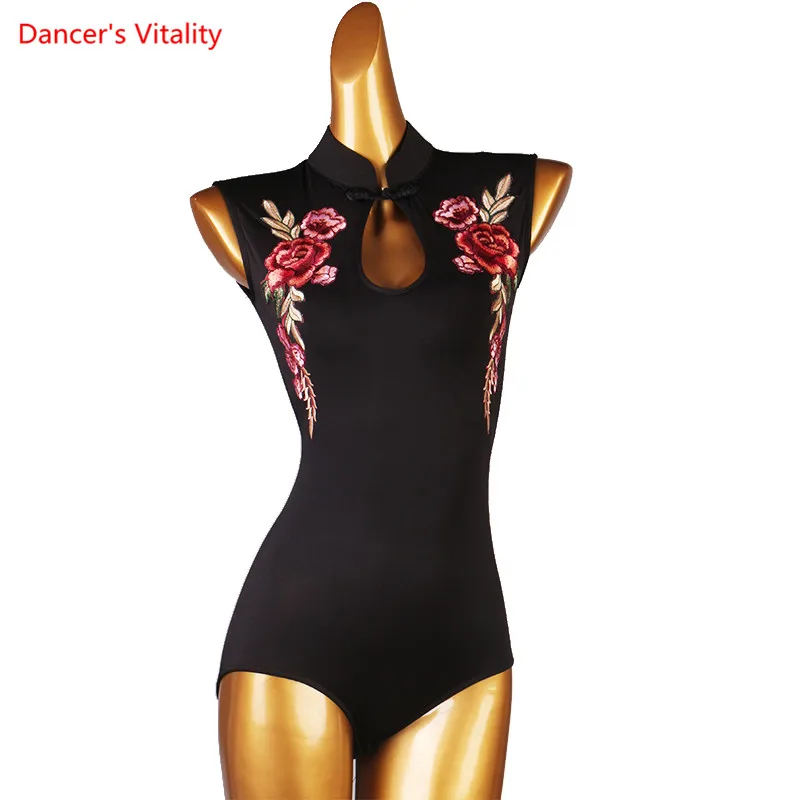 Latin Dance Top Stand-up Collar Bodysuit Practice Clothes High-end Custom Adult Child Modern Dancing Performance Onesies