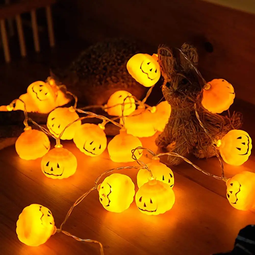 Guirlande lumineuse LED citrouille Halloween, 1M/2M/3M, lumière blanche chaude, décoration de fête dans le jardin, maison, vacances