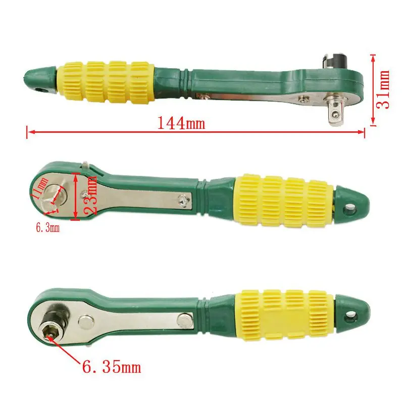 Mini 1/4 Head Screwdriver Pole 6.35mm Inner Hexagon Ratchet Socket Wrench with Dual-head Home Tool Accessory