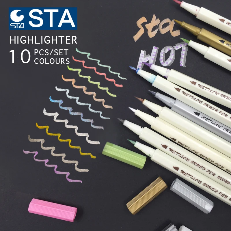 metal marker pen STA 10 colors  Set scrapbook crafts for DIY brush to make cards / round head Art pen to draw