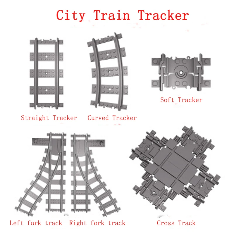 1Pcs City Train Tracks Train Rail Straight & Curved Tracks Sets Building Blocks Bricks Parts Kids Diy Construction Toys Model