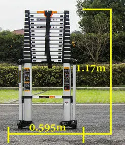 

5.9m household portable telescopic ladder, aluminum alloy material, side tilt support rod, thick seamless aluminum tube