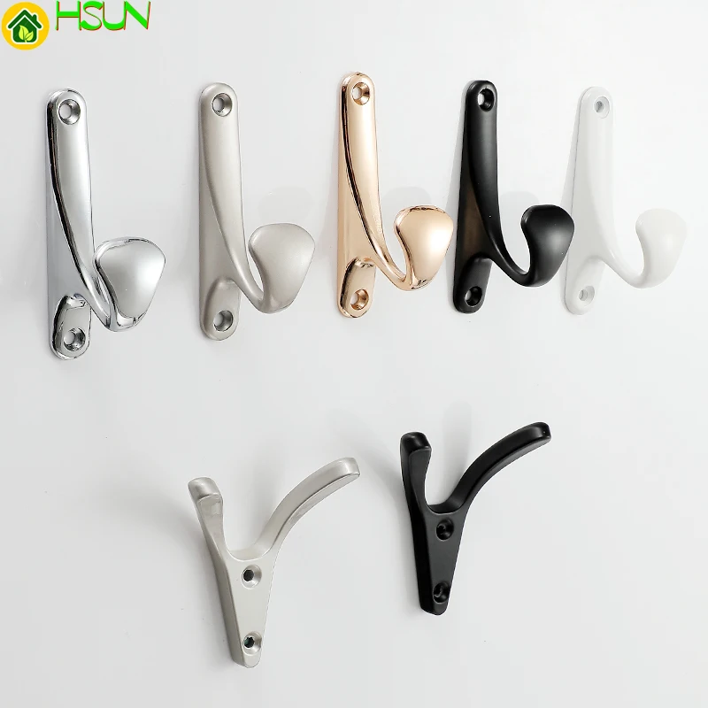 Metal Wall Clothes Hook Zinc Black Sliver Gold Hanger Holder Keychain Coat Bag Hat Door Rack For Home Bathroom Hardware