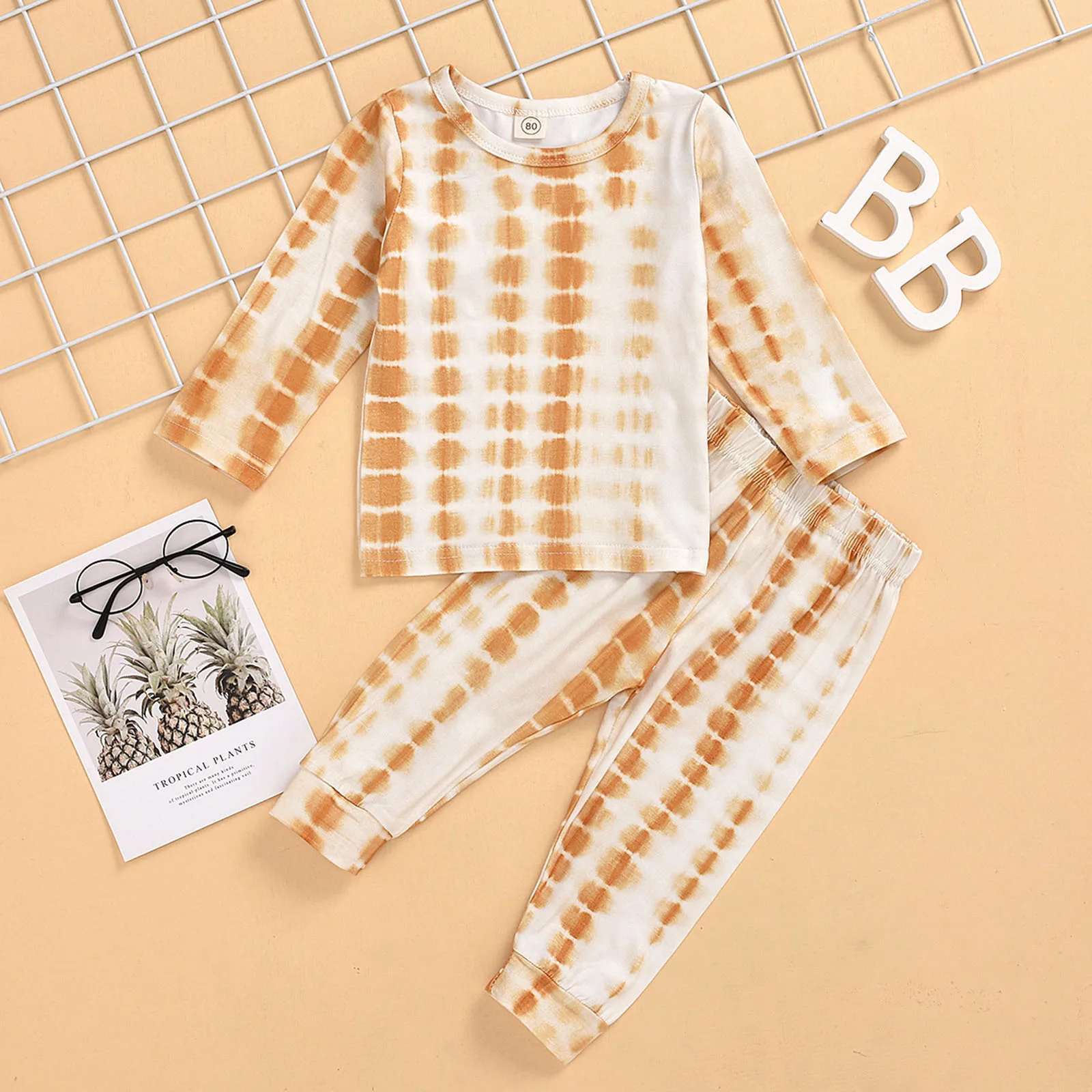 1-5Y Newborn Infant Baby Boys Girls Clothing Sets Pullover Long Sleeve Tie Dye Tops T-shirts+Pants Fashion Pajamas Girls Clothes