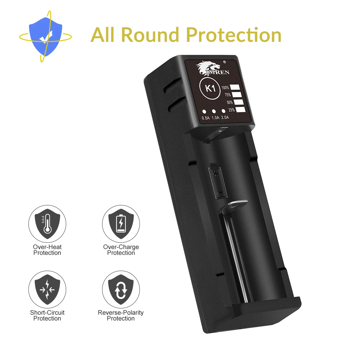 IMREN K1 Baterai Isi Ulang 5V2A USB Charger 14500 16650 17650 18650 26650 21700 18350 AA Lithium AAA NiMH Baterai Ni-cd