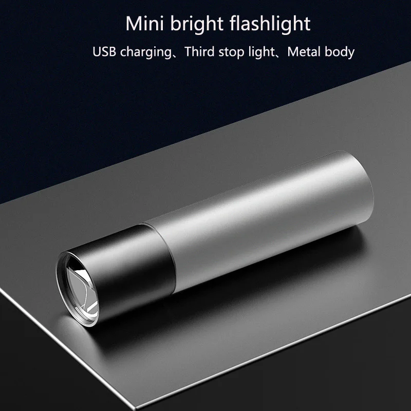 Built-In 1200M AH Baterai Lithium Super Terang Mini 3 Mode USB Rechargeable Mini Senter