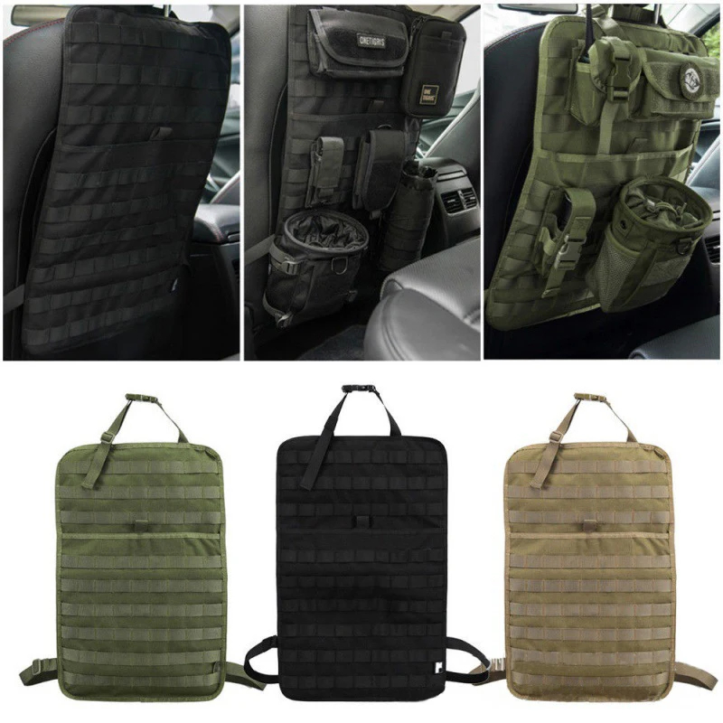 Molle bolsa tática para assento traseiro de carro, bolsa de armazenamento de caça, capa para assento, protetor para painel do carro