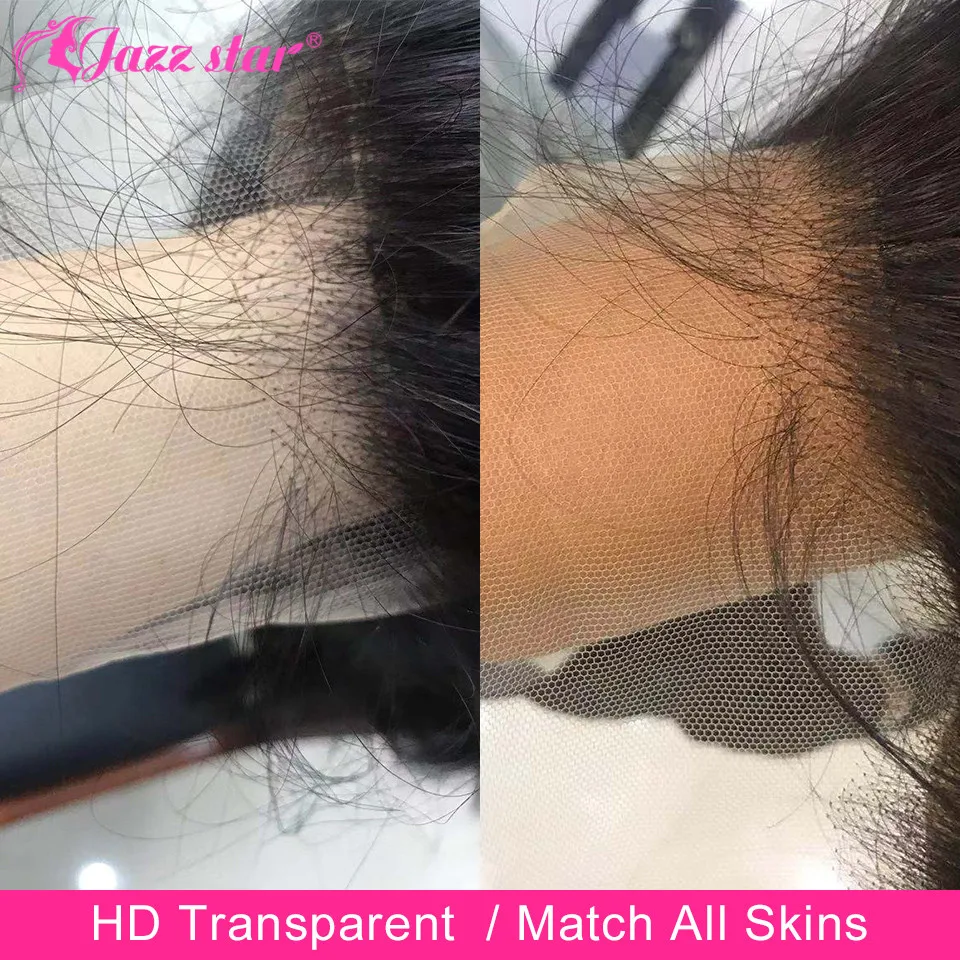 Jazz Star-Peluca de cabello humano transparente de 13x4 para mujer, postizo de encaje Frontal, pelo brasileño no Remy, predespuntado