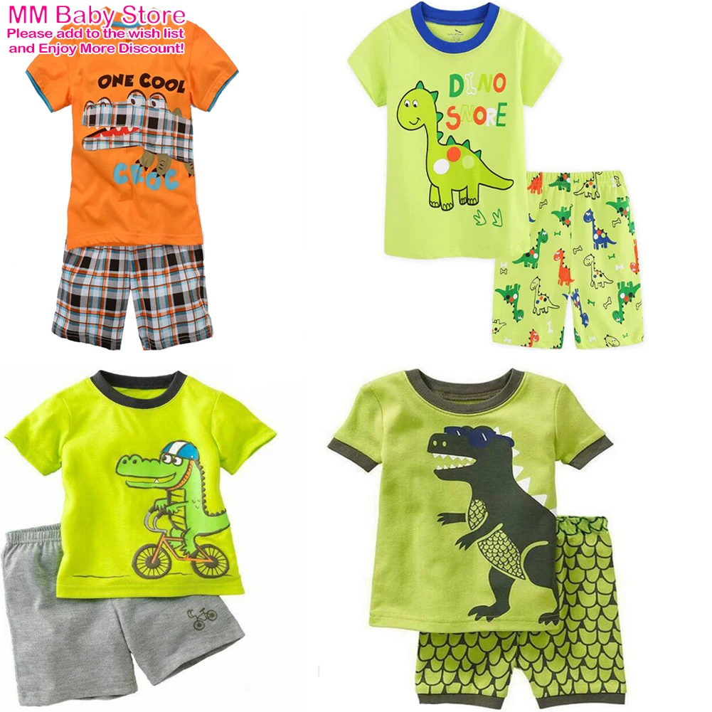 Boys Short Sleeve Dinosaur Pyjamas Kids Crocodile Pajamas Baby Cotton Pijama Children Sleepwear Girls Clothing Sets Pajama Sets