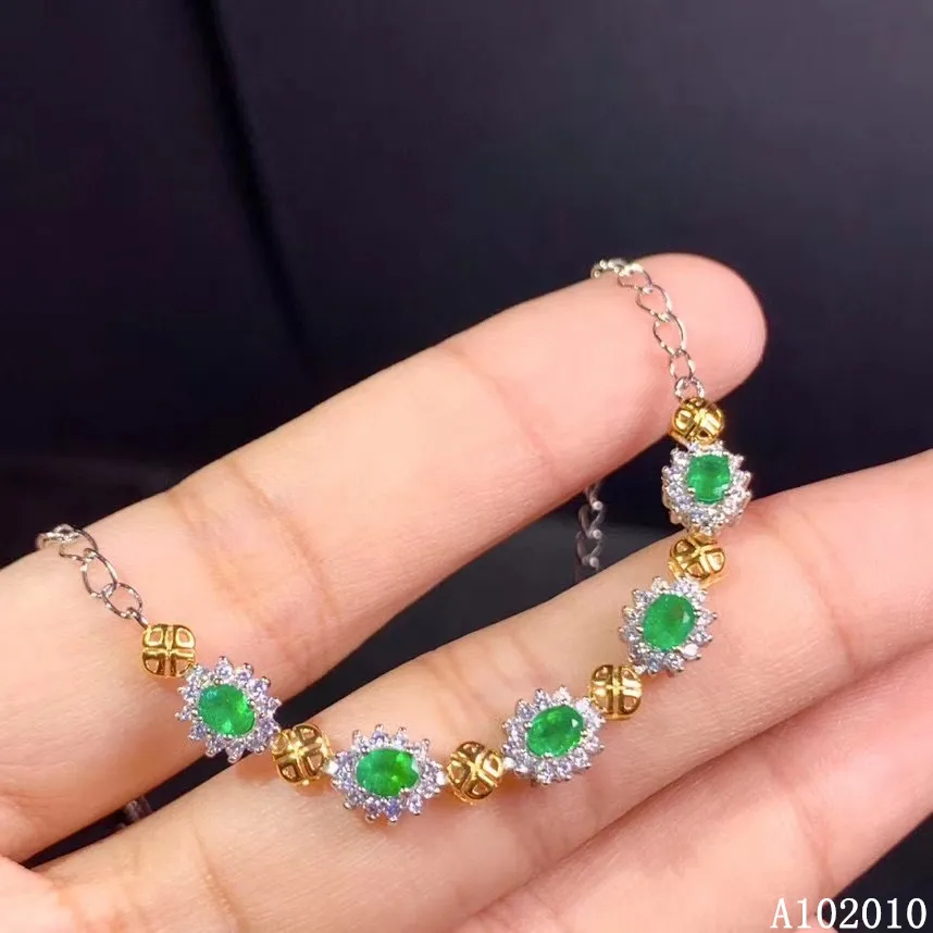 KJJEAXCMY fine jewelry 925 sterling silver inlaid natural emerald fashion girl's new hand bracelet support test hot selling