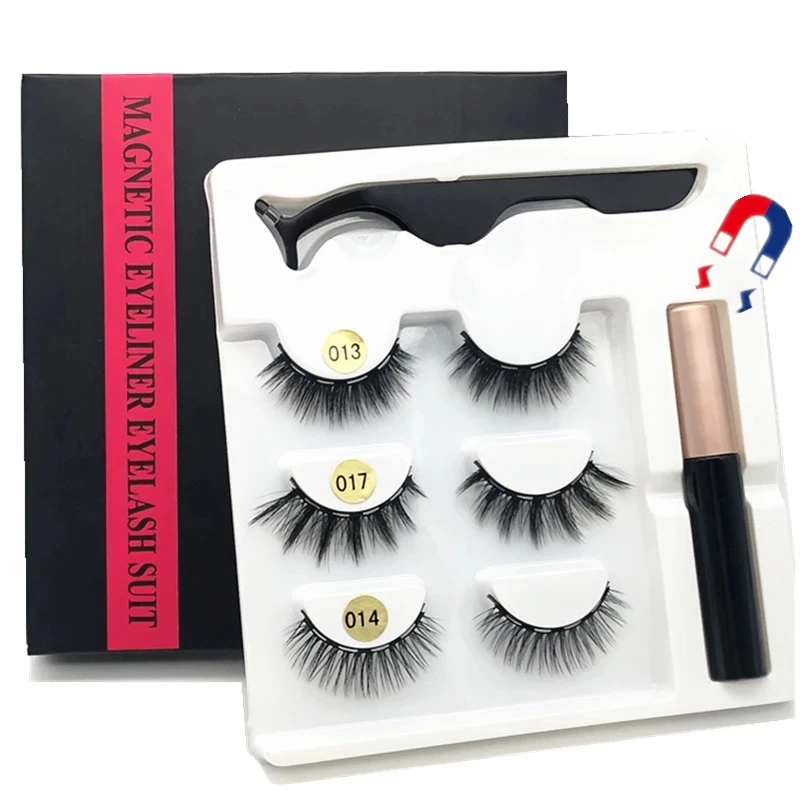 3/5 par de pestañas magnéticas, pestañas naturales hechas a mano, maquillaje de pestañas 3D, lápiz delineador de ojos, juego de maquillaje