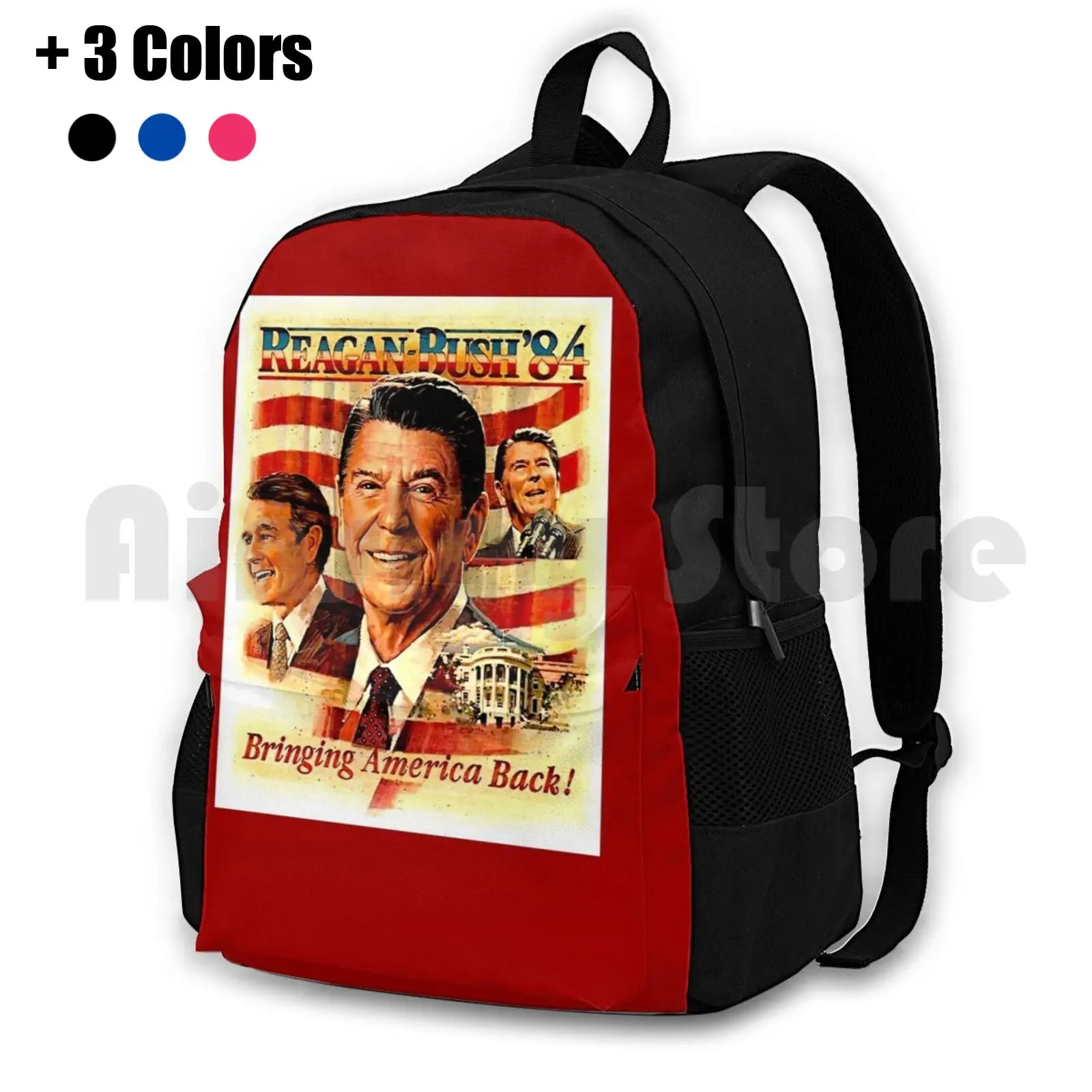 Reagan For President : Vintage Campaign Advertising Print Outdoor Hiking Backpack Waterproof Camping Travel Reagan President