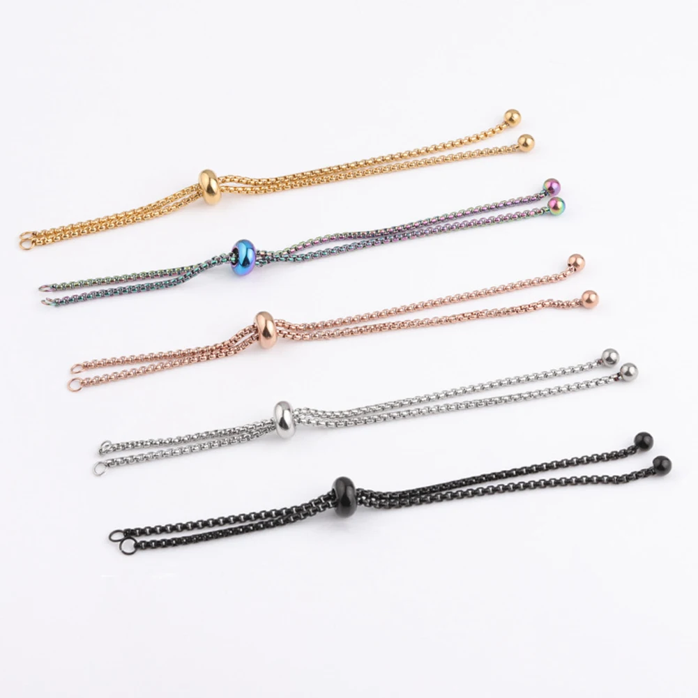 

5Pcs Stainless Steel Adjustable Slider Chain Bracelet Slider Extender Chains with Ball Ends for DIY Bracelet Jewelry Making