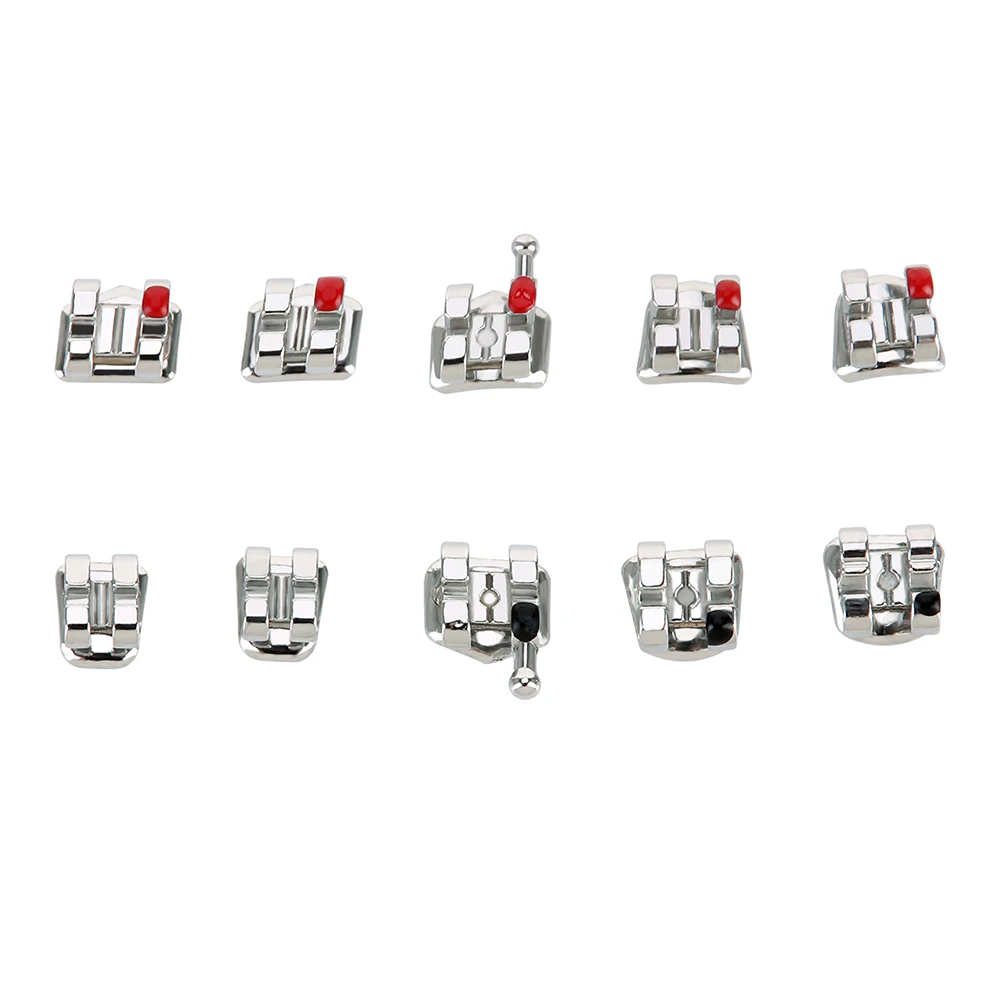 AZDENT 10 Packs=200pcs Dental Orthodontic Bracket Metal Brace Mini Roth/MBT/Edgewise 022/018 Hooks 3/345 Dental Material