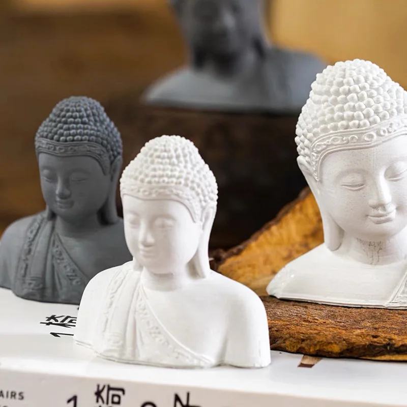 Half-length Buddha sculpture silicone mold Shakyamuni Plaster Cement Crafts Mould Concrete Fish Tank Decor Handicraft Mold