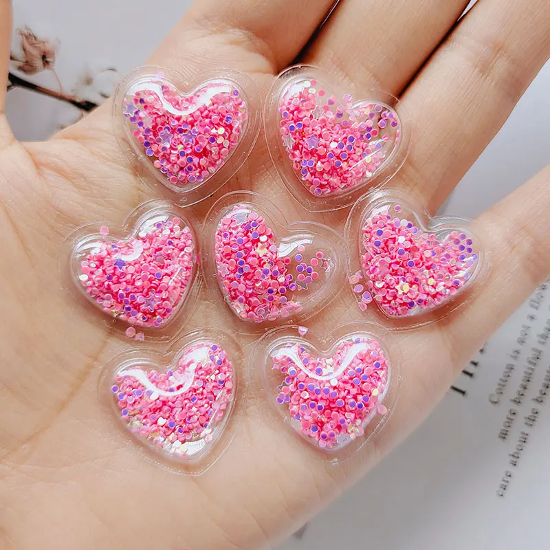 50 pezzi fai da te kawaii retro piatto resina glitter cuore nuovo arrivo cabochon in resina accessori per fermagli per capelli per bambini