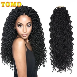 TOMO-18 인치 가짜 Locs 곱슬 크로셰 브레이드, 24 가닥 여신 Locs 헤어 익스텐션 옴브레 합성 브레이드 헤어 보헤미안 잠금