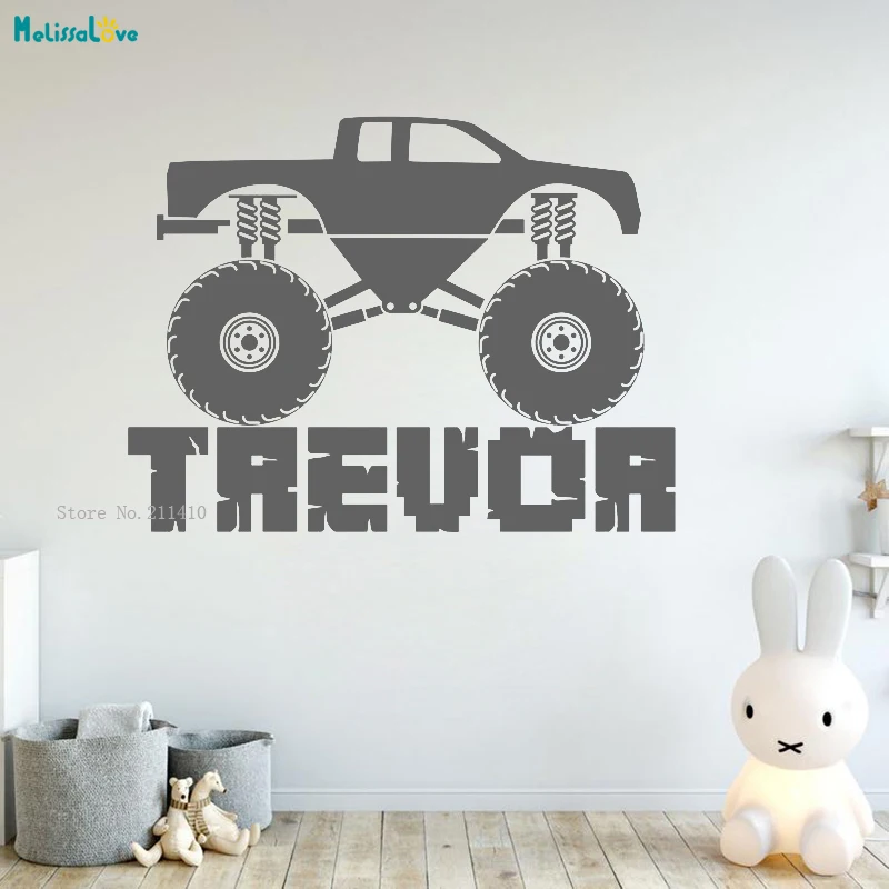 Extremely Modified Off-road Pickup Truck Custom Name Wall Sticker Art Nursery Boys Room Vinyl Decals Self-adhesive YT3865