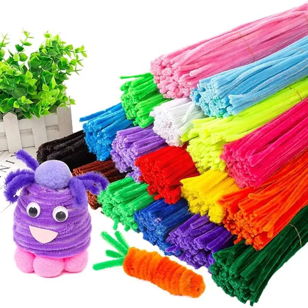 100pcs Kids Creative Colorful Diy Plush Chenille Sticks Chenille Stem Pipe Cleaner Stems Educational Toys Crafts For Children