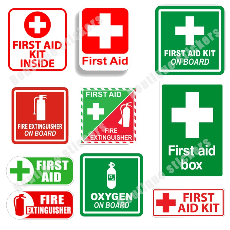 Wholesale Creative Stickers First Aid/FireExtinguisher Rigid/First Aid Kit/fire ON BOARD PVC Vinyl Car Motorcycle Decals