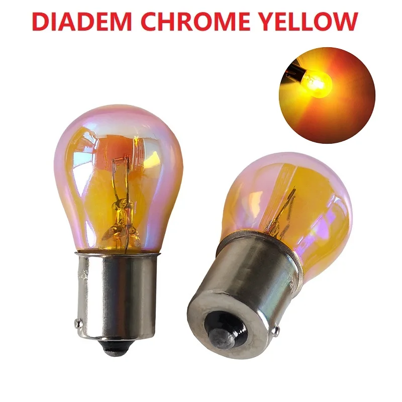 2PCS PY21W S25 1156 1157 BAU15S W21/5W W21W 12V21W Diadem Chrome Amber Red Yellow Car Tail Halogen lamp Stop Light Indicator