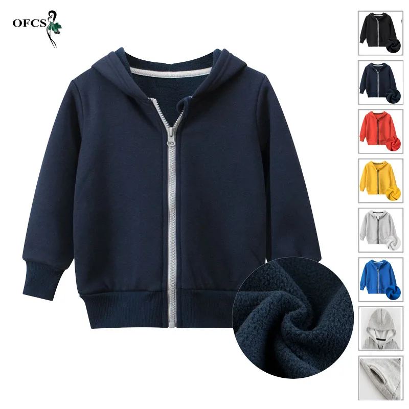 Hot Boys Girls Zipper Jacket Cotton Coat Winter Fashion Keep Warm Hoodies Korean Kids Thicken Fleece Sweatshirt Children Clothes