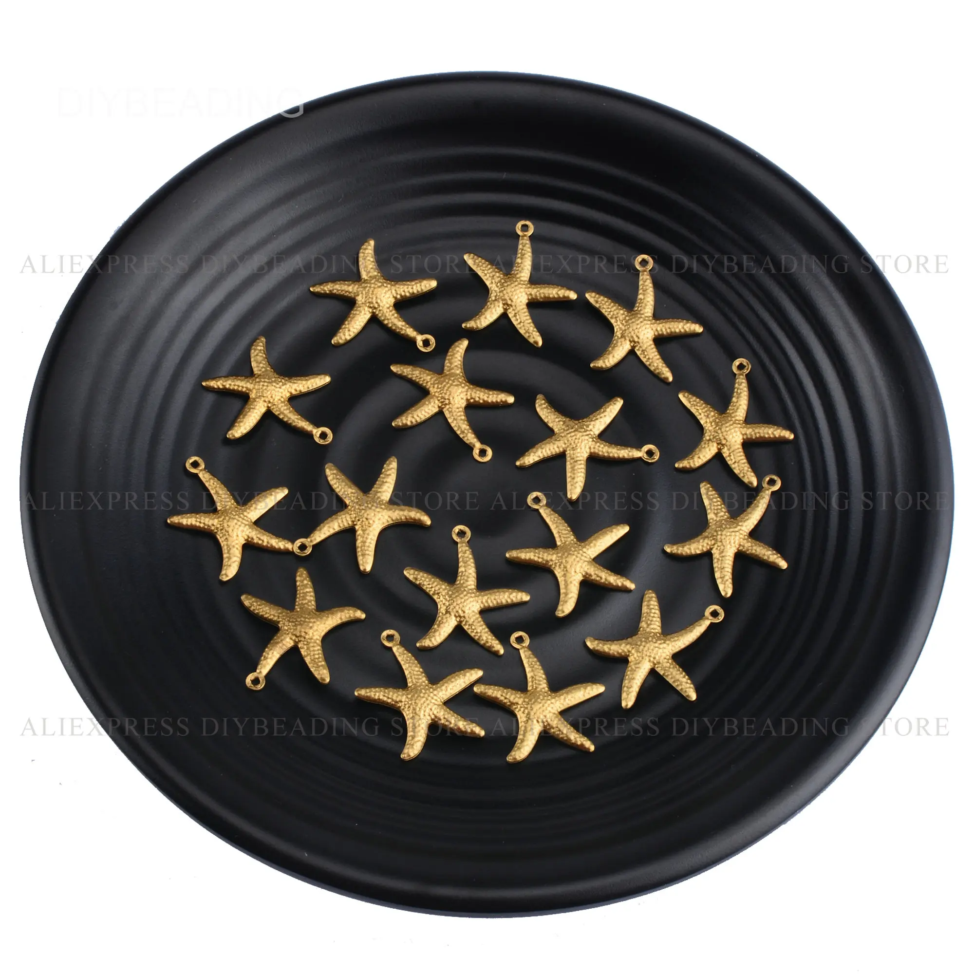 10-500 Pcs Charms for Jewelry Making Brass Starfish Charm Texture Sea Star Cute Animal Shape Pendant Finding Lots Wholesale