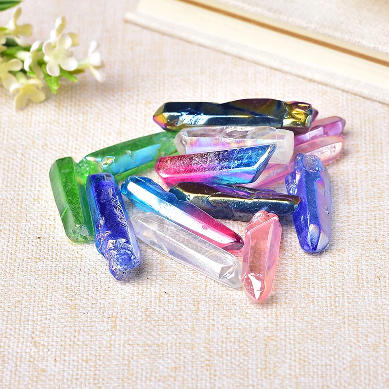 50g Electroplated Colourful Crystal Wand Point Raw Crystals Healing Energy Crystal Stone Natural Stones and Minerals Home Decor