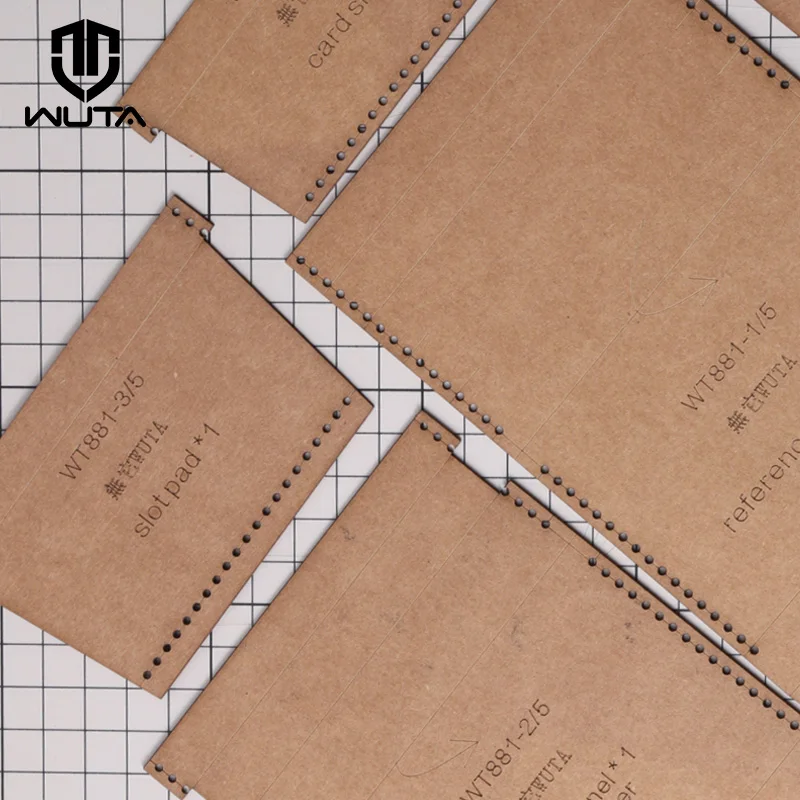 WUTA 881 Leather Kraft Paper Template for DIY Making Mini Card Holder,Women Small Purse,Men Creative Short Wallet Handmade Gift